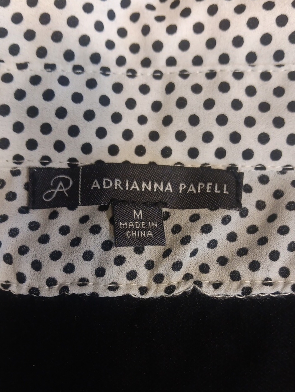 Adrianna Papell Black Layered Twofer Sweater Polka Dot Collar Hem - Picture 7 of 12